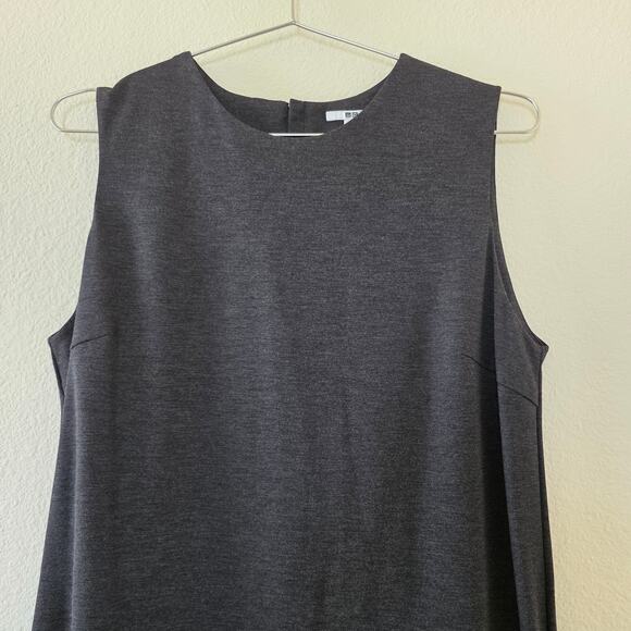 Uniqlo Black Sleeveless Shift Dress Womens Size M Gray Minimalist Rayon Blend - Picture 2 of 11